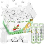Fancyou Compressed Towel Tablets Bulk 500 Pcs with 4 Dispenser, Mini Coin Tissue Cotton Biodegradable Disposable Washcloths, Portable Facial Towels for Home Travel Office Camping Gym Supplies
