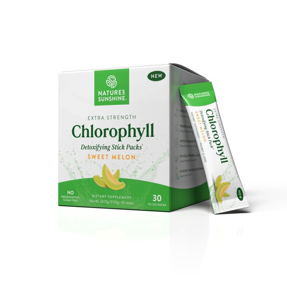 Nature\'s Sunshine Chlorophyll Stick Packs: Supercharge Your Detox and Boost Gut Health in Convenient, Delicious Stick Packs (Sweet Melon)