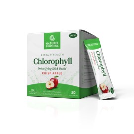 Nature\'s Sunshine Chlorophyll Stick Packs: Supercharge Your Detox and Boost Gut Health in Convenient, Delicious Stick Packs (Crisp Apple)