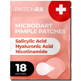 PatchRx Micro Needle Pimple Patch (18 Pack) - Hydrocolloid Micropoint Pimple Patch For Acne & Pimples, Microdart Patch, Micro Dart Pimple Patches