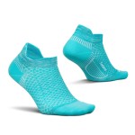 Feetures Plantar Fasciitis Relief Sock Light Cushion No Show Tab - Targeted Compression Sock for Women & Men - Large, Aqua Spring (1 Pair)