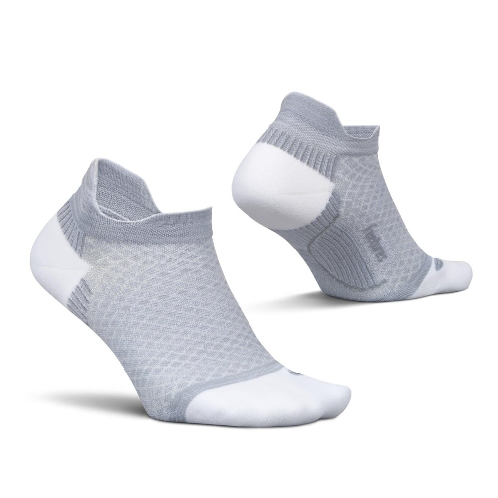 Feetures Plantar Fasciitis Relief Sock Light Cushion No Show Tab - Targeted Compression Sock for Women & Men - Medium, Gray (1 Pair)