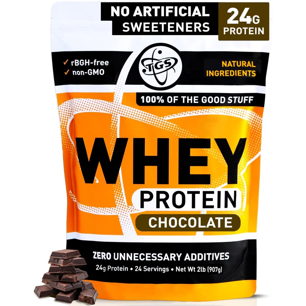 TGS Nutrition Chocolate Whey Protein Powder 2lb - No Artificial Sweeteners, All Natural Ingredients, No Stevia, GMO Free - Whey Concentrate for Men & Women Shakes, Smoothies - Muscle Recovery