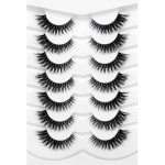 Pooplunch False Eyelashes Cat Eye Look Natural Volume Short Wispy Lash 8D Faux Mink Fake Eyelash Strips Lashes 7 Pairs Pack