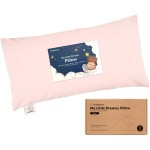 Toddler Pillow with Pillowcase - 10x18 My Little Dreamy Kids Travel Bed Pillows for Sleeping, Organic Cotton Small Pillowcase, Soft & Breathable, Machine Washable, Toddlers 2-5 Years Old (Mist Pink)