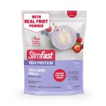 SlimFast High Protein Smoothie Mix Plus Fruit Powder, High Protein Meal Replacement Powder, Fiber, Vitamin C, 21 Servings, 1.29 Pounds, Triple Berry Vanilla (Packaging May Vary)