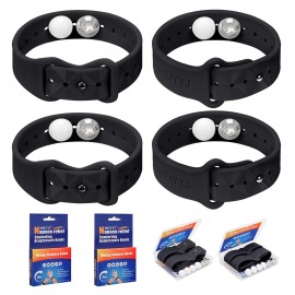 MEIYYJ Motion Sickness Bands for Adults and Kids Sea Wristbands for Cruise Travel Wristband, Natural Relief WristbandsSea Bands for Pregnancy Women (2 Pairs Black)