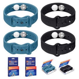 MEIYYJ Motion Sickness Bands for Adults and Kids Sea Wristbands for Cruise Travel Wristband, Natural Relief WristbandsSea Bands for Pregnancy Women(1Pair Black+1Pair Blue)