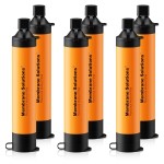 Membrane Solutions Personal Water Filter, Survival Filtration Straw Portable Gear, Emergency Preparedness, Supply for Drinking Hiking Camping Travel Hunting Fishing Team Family Outing (Orange, 6 Pack)