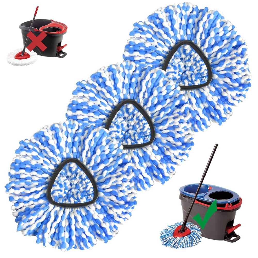 Spin Mop Replacement Head, 3 Pack Mop Replacement Head, Easy Cleaning, Microfiber, Spin Mop Refills, Machine Washable