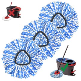 Spin Mop Replacement Head, 3 Pack Mop Replacement Head, Easy Cleaning, Microfiber, Spin Mop Refills, Machine Washable