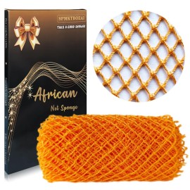 SPMKTBOZAI African Net Sponge Authentic, African Exfoliating Sponge Real African Net Black Owned, African Bath Sponge Back Scrubber, Body Exfoliator Shower Bath Accessories (Orange Color)