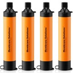 Membrane Solutions Personal Water Filter, Survival Filtration Straw Portable Gear, Emergency Preparedness, Supply for Drinking Hiking Camping Travel Hunting Fishing Team Family Outing (Orange, 4 Pack)