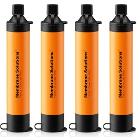 Membrane Solutions Personal Water Filter, Survival Filtration Straw Portable Gear, Emergency Preparedness, Supply for Drinking Hiking Camping Travel Hunting Fishing Team Family Outing (Orange, 4 Pack)