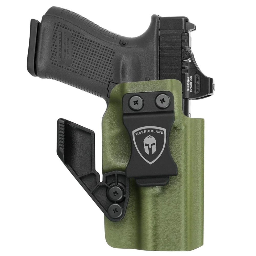 WARRIORLAND IWB Kydex Holster, Compatible with Glock 19 Gen 3-5 & G23/32 Gen 3-4 & G19X/44/45 & Listed Model\' MOS Version, Inside Waistband Concealed Carry, Optic Ready w/Claw, Adj Cant, Right Hand
