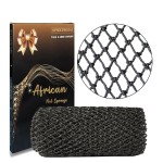 SPMKTBOZAI African Net Sponge Authentic, African Exfoliating Sponge Real African Net Black Owned, African Bath Sponge Back Scrubber, Body Exfoliator Shower Bath Accessories (Black)