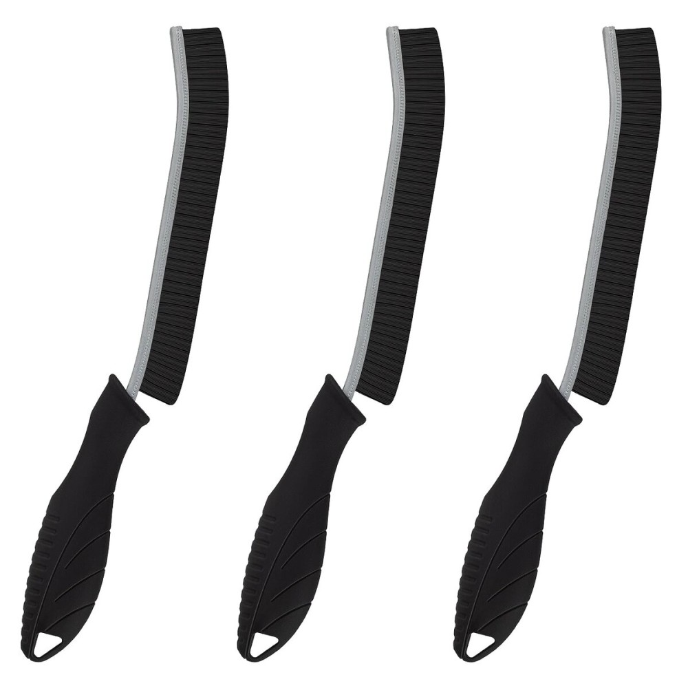 KMOSENIA Cleaning Brush - 3 Pcs Hard Bristle Crevice Cleaning Brush, Grout Brush, Scrub Brush for Tile Grout Crevice, Gap Cleaning Tools for Bathroom Kitchen Toilet Window Track (3, Black)