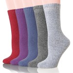Velice Wool Socks for Women Merino Wool Boot Hiking Thick Thermal Warm Winter Crew Cushion Cozy Work Socks 5 Pairs(Color A-011)