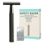 Shiny Gun Black Double Edge Safety Razor, Single Blade Razors for Men and Women, with 10 Stainless Steel Safety Razor Blades, Reusable Smooth and Close Wet Shaving Kit, Plastic Free