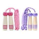 Jump Rope Kids, 7ft Adjustable Cotton Skipping Rope with Wooden Handle for Boys and Girls Fitness Outdoor Exercise (pink+Purple)