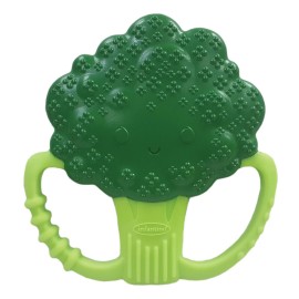 Infantino Lil Nibbles Textured Silicone Teether, BPA-Free Baby Teething Toy, Soft, Easy to Hold, Sensory Stimulation for Infants, Broccoli