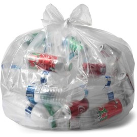 Aluf Plastics 45 Gallon 0.9 MIL Clear Garbage Bags - 36 x 47 - Pack of 100 - For Industrial, Healthcare, & Municipal
