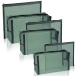 Boao 6 Pieces Mesh Makeup Bags Mesh Cosmetic Bag Portable Travel Organizing Zipper Pouch Toiletries Makeup Pouches for Home Office Travel Accessories(Green)