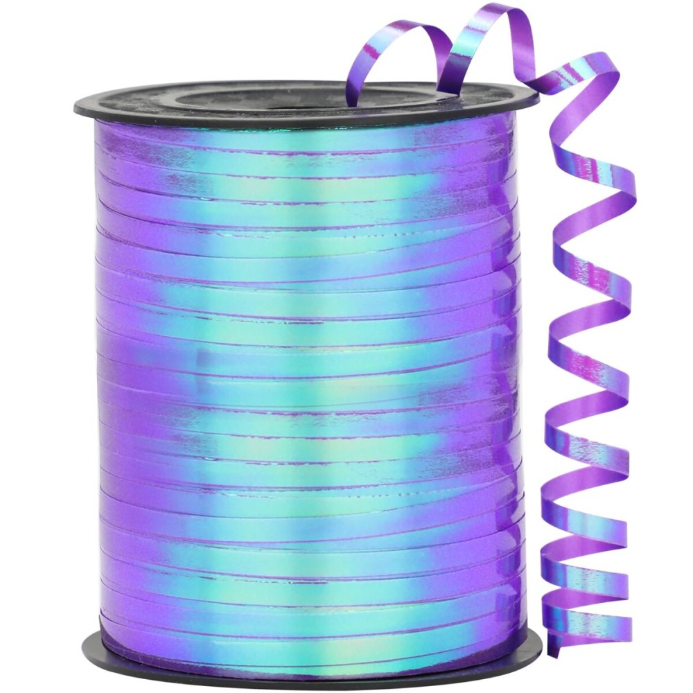 OMISELIO Purple Ribbon - 500 Yard Iridescent Purple Curling Ribbon for Gift Wrapping, Mermaid Party