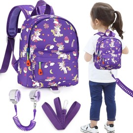 Accmor Toddler Harness Backpack Leash, Cute Baby Unicorn Backpacks with Anti Lost Wrist Link, Adorable Mini Child Backpack Leashes for Walking, Keep Kids Close Backpack Rope Tether Rein for Girls