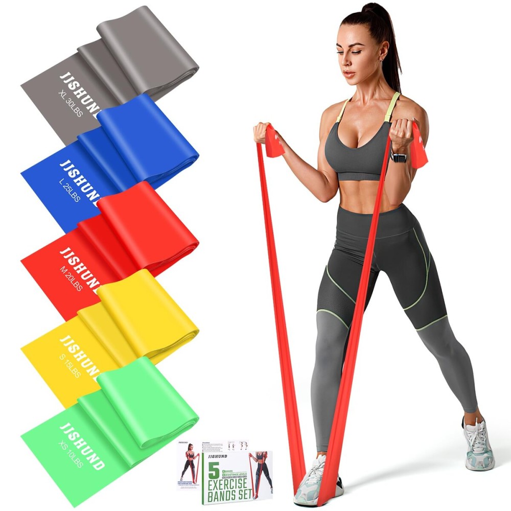 Resistance Bands, 5 Pcs Exercise Bands Elastic Stretch Bands for Yoga Pilates Stretching Fitness Strength Training, Workout Bands for Home Gym