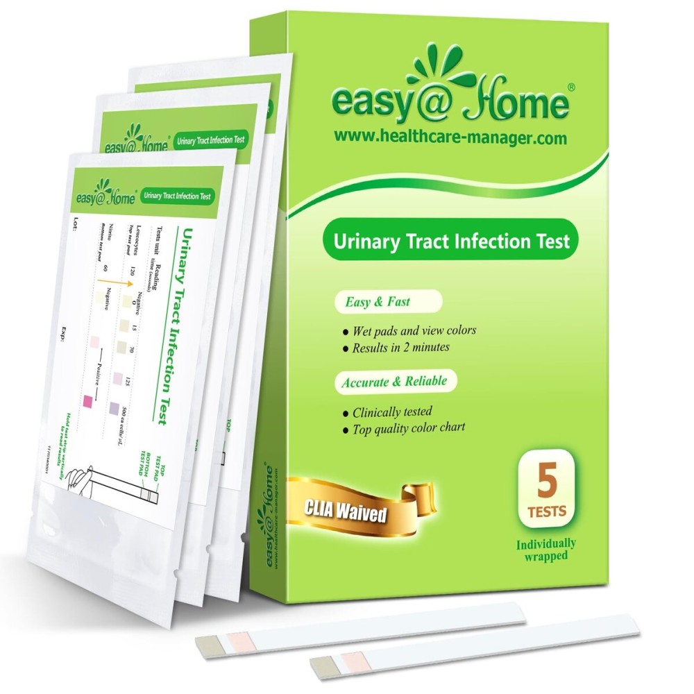 EasyHome UTI Test Strips: Highly Accurate Urinary Tract Test Kit for Women Men, Bladder Infection Urine Testing, Quick Results, OTC Use (UTI - 5 Pack)