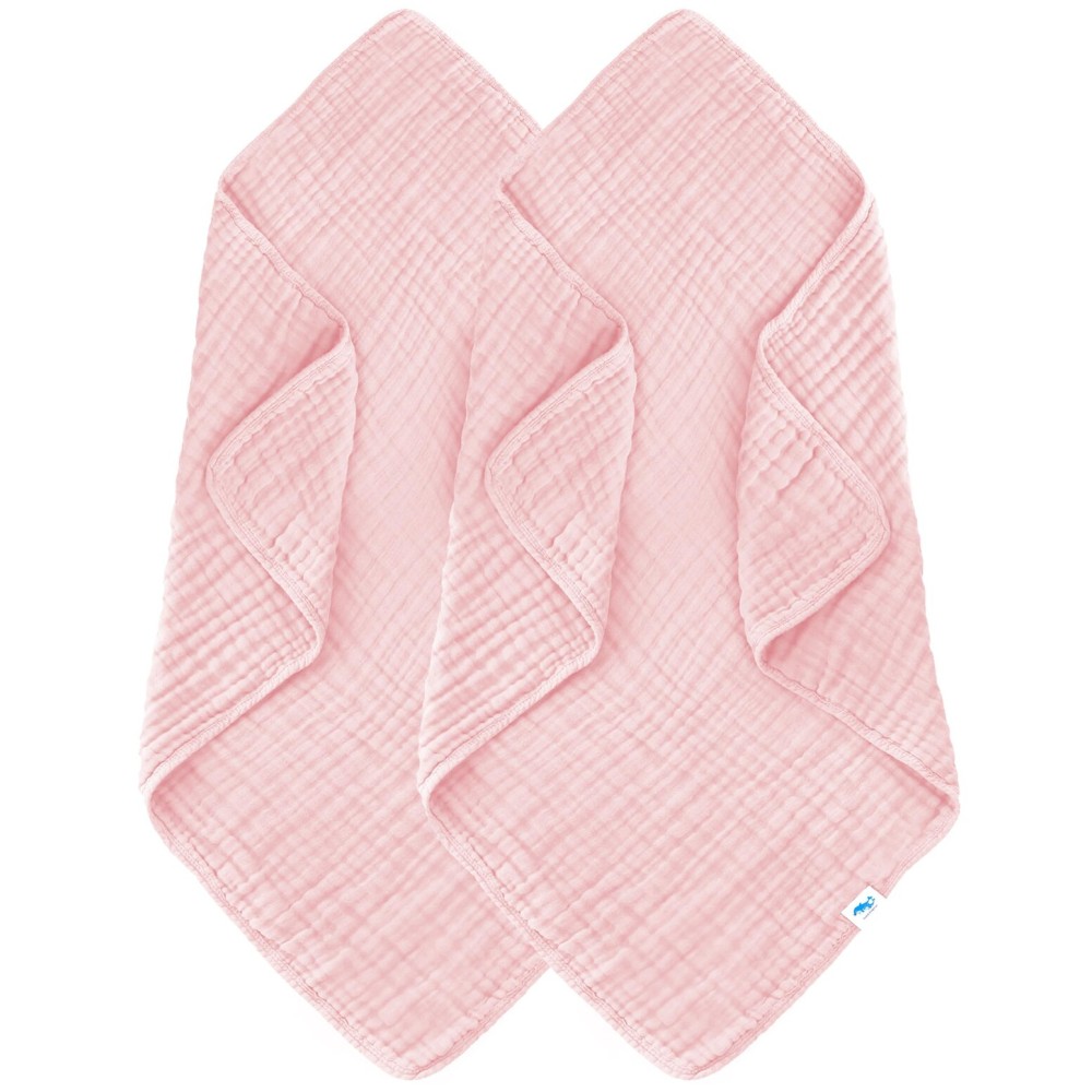 SWEET DOLPHIN Muslin Baby Bath Towels Blanket - 2 Pack 100% Cotton Towel for Babies, Infants, Toddlers - 40x40Inch - Highly Absorbent, Pink