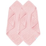 SWEET DOLPHIN Muslin Baby Bath Towels Blanket - 2 Pack 100% Cotton Towel for Babies, Infants, Toddlers - 40x40Inch - Highly Absorbent, Pink