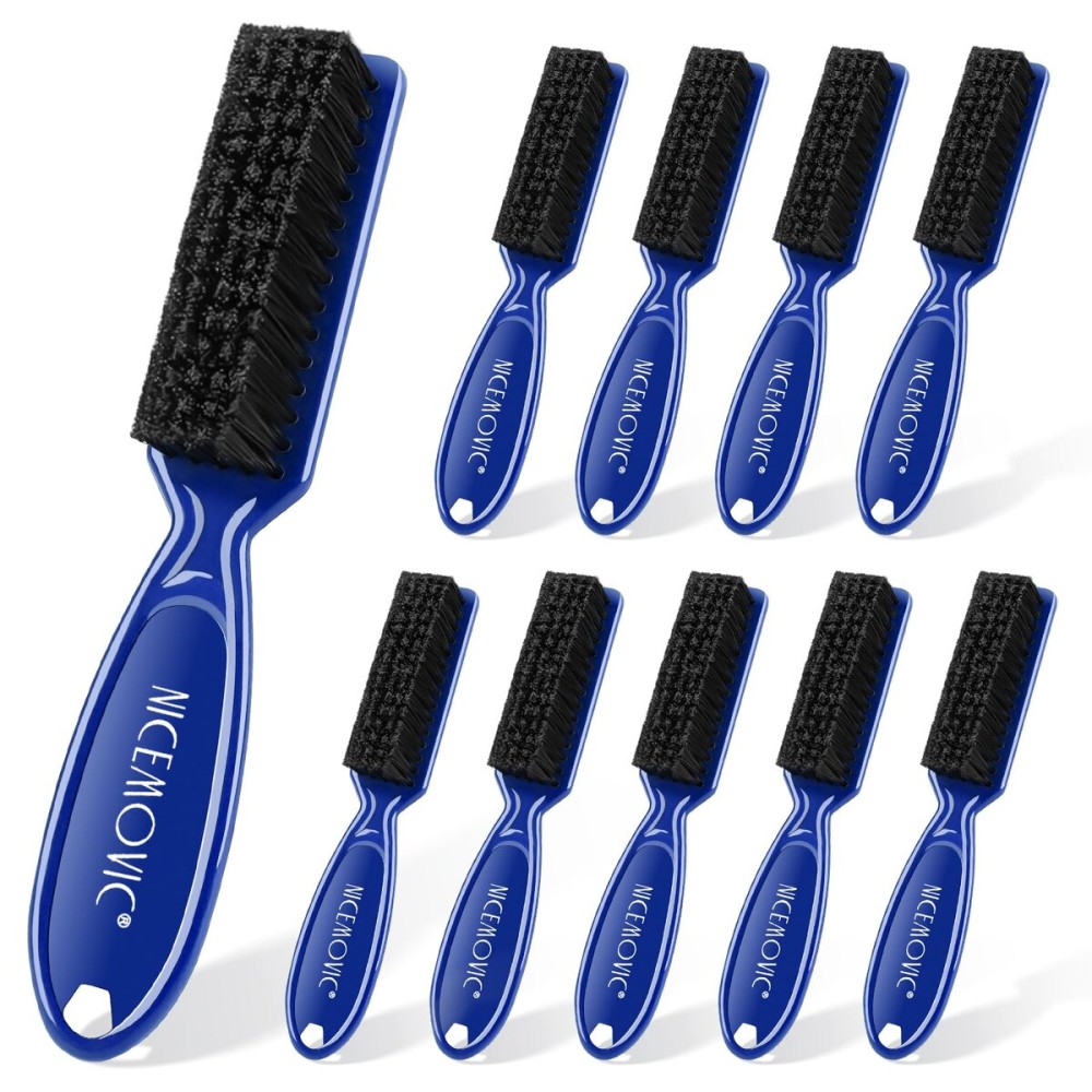 NICEMOVIC 10 Pcs Barber Clipper Cleaning Brush Set, Mini Duster, Nylon Manicure Brush, Hair Styling Tool (Blue)