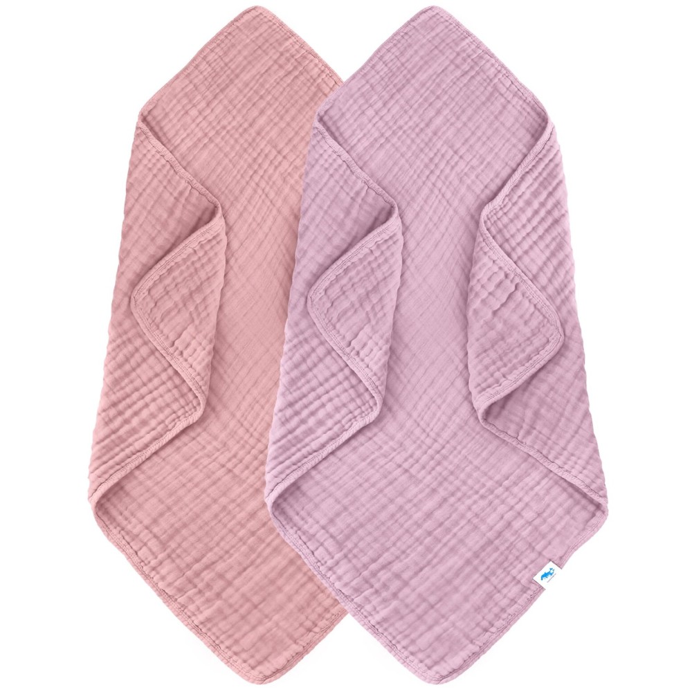 SWEET DOLPHIN Muslin Baby Bath Towels Blanket - 2 Pack 100% Cotton Towel for Babies, Infants, Toddlers - 40x40Inch - Highly Absorbent, Light Sakura