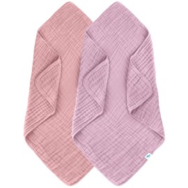 SWEET DOLPHIN Muslin Baby Bath Towels Blanket - 2 Pack 100% Cotton Towel for Babies, Infants, Toddlers - 40x40Inch - Highly Absorbent, Light Sakura