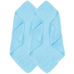 SWEET DOLPHIN Muslin Baby Bath Towels Blanket - 2 Pack 100% Cotton Towel for Babies, Infants, Toddlers - 40x40Inch - Highly Absorbent, Blue