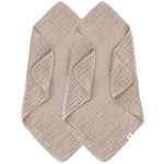 SWEET DOLPHIN Muslin Hooded Baby Bath Towels - 2 Pack 100% Cotton Towel for Babies, Infants, Toddlers - 32x32Inch - Highly Absorbent and Newborn Essential, Brown