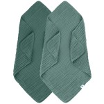 SWEET DOLPHIN Muslin Baby Bath Towels Blanket - 2 Pack 100% Cotton Towel for Babies, Infants, Toddlers - 40x40Inch - Highly Absorbent, Deep Emerald