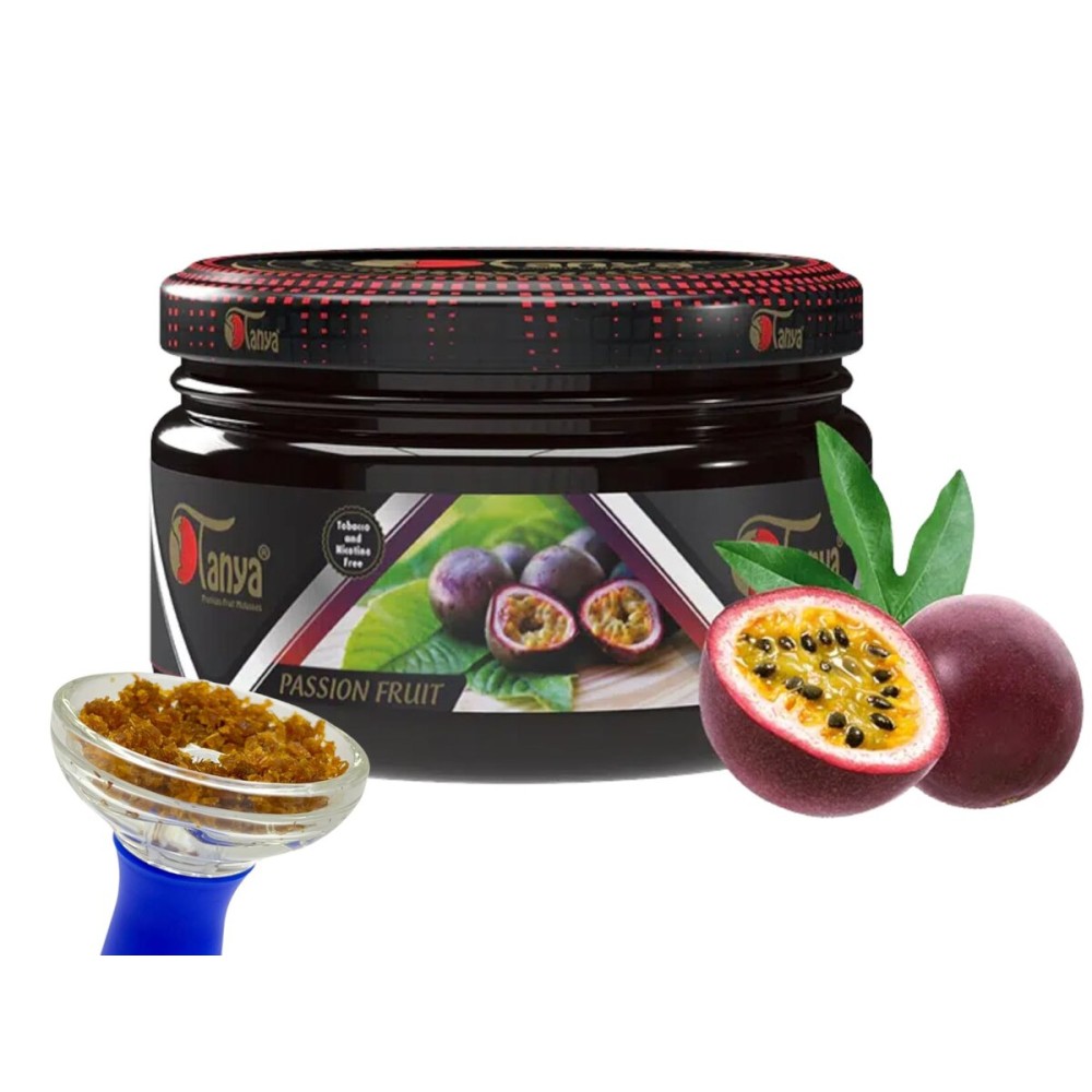Tanya Herbal Hookah Molasses 100% Nicotine & Tobacco Free Shisha Hookah Flavor Fruit Mix Organic Shisha Fruit Flavors 50g Delicious Passionfruit