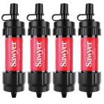 Sawyer Products SP1204 Mini Water Filtration System, Filter and Cleaning Plunger only, 4-Pack, Red