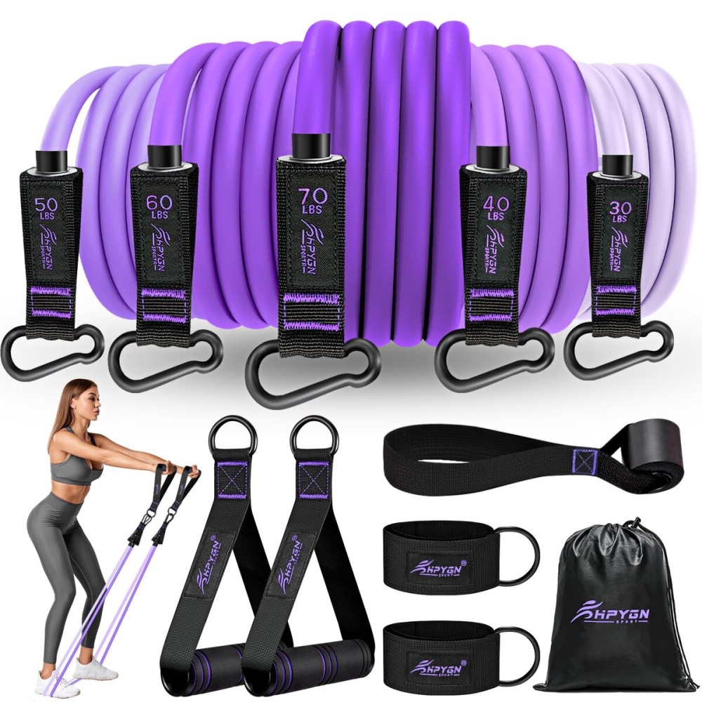 HPYGN Resistance Bands with Handles, Workout Bands, Fitness Bands with Door Anchor, Ankle Straps, Exercise Bands for Heavy Resistance Training, Physical Therapy, Shape Body, Yoga, Home Workouts Set