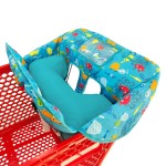 Love&go Soft Pillow Attached 2-in-1 Shopping Cart and High Chair Cover for Baby~Padded~Fold\'n Roll Style~Portable with Free Carry Bag (Blue Seaworld)