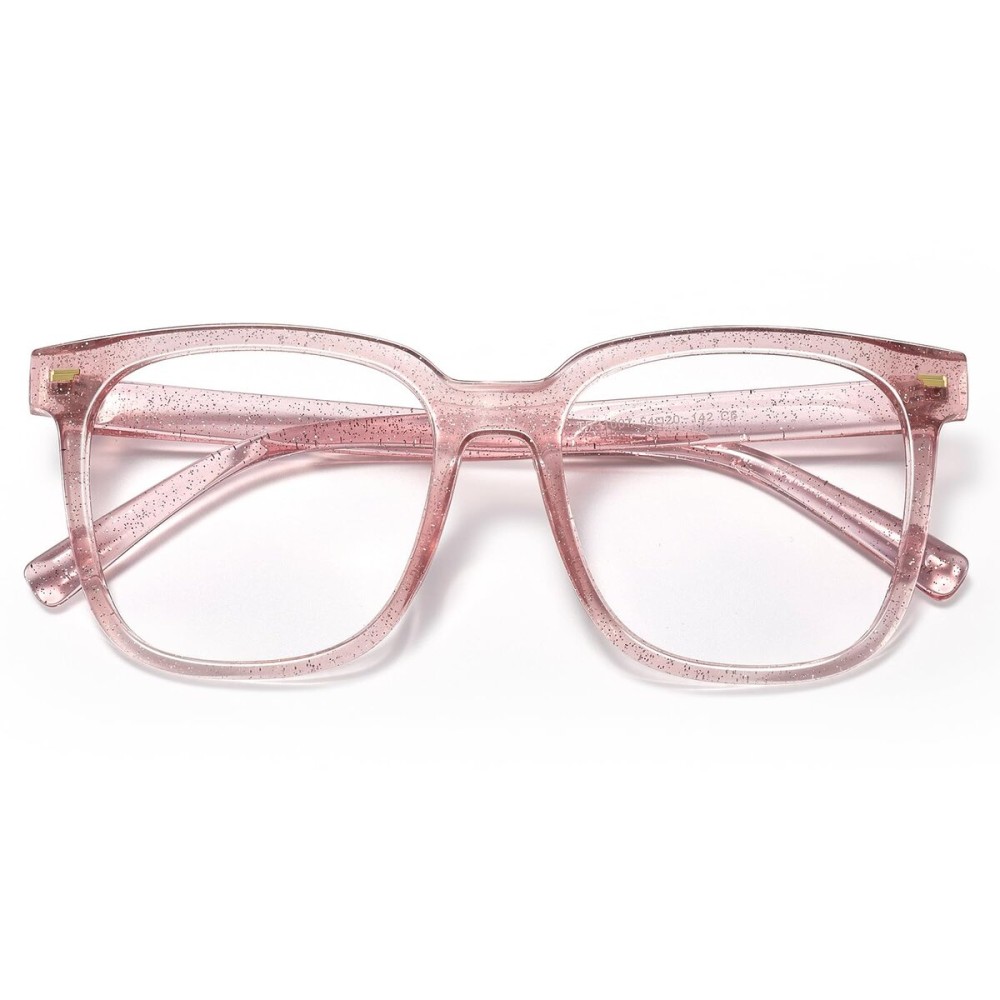 PANNER Oversized Square Blue Light Blocking Glasses for Women Men Anti Glare Reduce Eyestrain Computer Glasses(Pearl Pink)