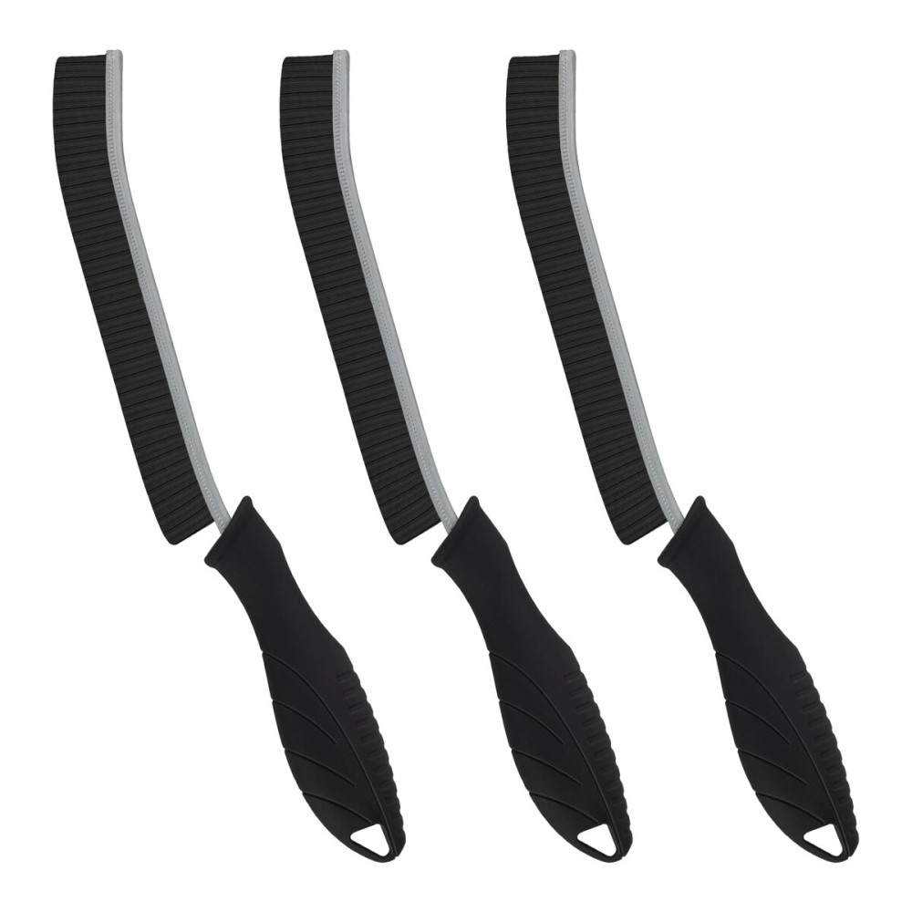 FOOGWEE Hard Bristle Crevice Cleaning Brush - Home Cleaning Tools, Multi-Purpose Crevice Supplies for Kitchen, Bathroom, Toilet, Window, Vehicle, Faucets, Grout, Home (3, Black)