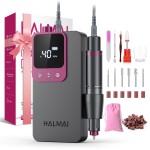 Electric Nail Drill Professional, Portable Nail File for Acrylic Gel Nails, Cordless Rechargeable Ultra Power Nail Drill Kit 40000RPM, HMC320 Salon-Grade Efile Nail Machine (Dark Grey)