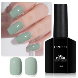 TOMICCA Sage Green Gel Polish, Emerald Olive Green Nail Polish, Soak Off UV Cure Eucalyptus Pastel Gel Polish for Nail Art Manicure Salon DIY