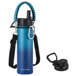 KXIAOCHEN Insulated Water Bottle, Stainless Steel Water Bottle, 2 Lids (Straw and Handle Lid),Wide Mouth Metal Water Bottles Keep Hot and Cold, Double Walled, Thermo Mug, Metal Canteen