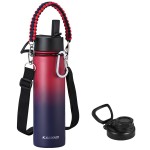 KXIAOCHEN Insulated Water Bottle, Stainless Steel Water Bottle, 2 Lids (Straw and Handle Lid),Wide Mouth Metal Water Bottles Keep Hot and Cold, Double Walled, Thermo Mug, Metal Canteen