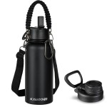 KXIAOCHEN Insulated Water Bottle, Stainless Steel Water Bottle, 2 Lids (Straw and Handle Lid),Wide Mouth Metal Water Bottles Keep Hot and Cold, Double Walled, Thermo Mug, Metal Canteen